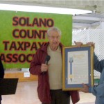 SCTA Charter members Earl Von Kaenel and Earl Campini accepted the framed CA Legislature Joint Resolution. October 17, 2010.